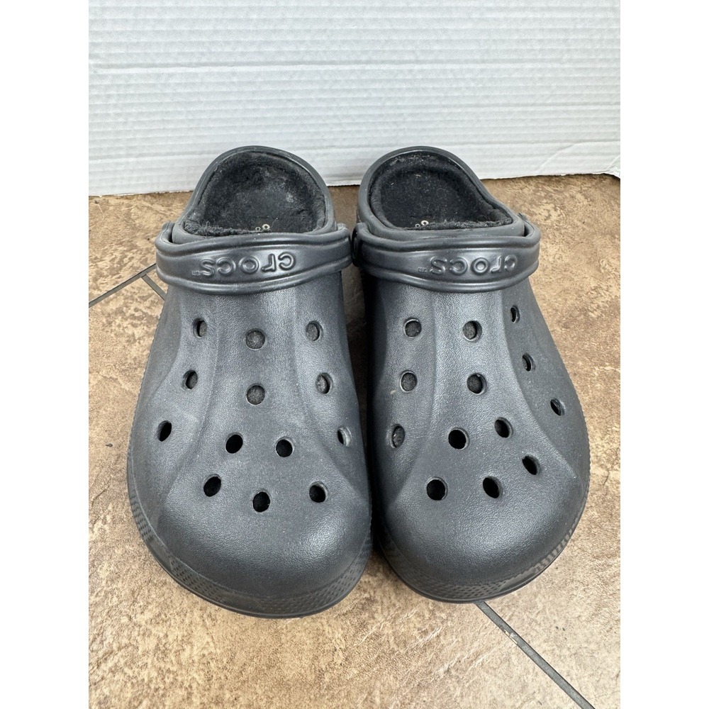 Crocs Classic Lined Clog Adult Unisex Dual Comfort Black Slipper Shoes M-7 W-9